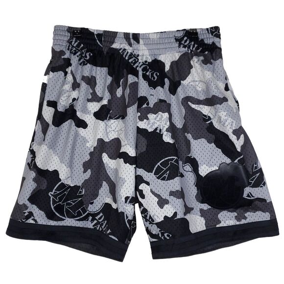 Dallas‎ Mavs Mitchell & Ness NBA L Large Jersey Shorts Gray Black Camo NWT - Picture 1 of 6